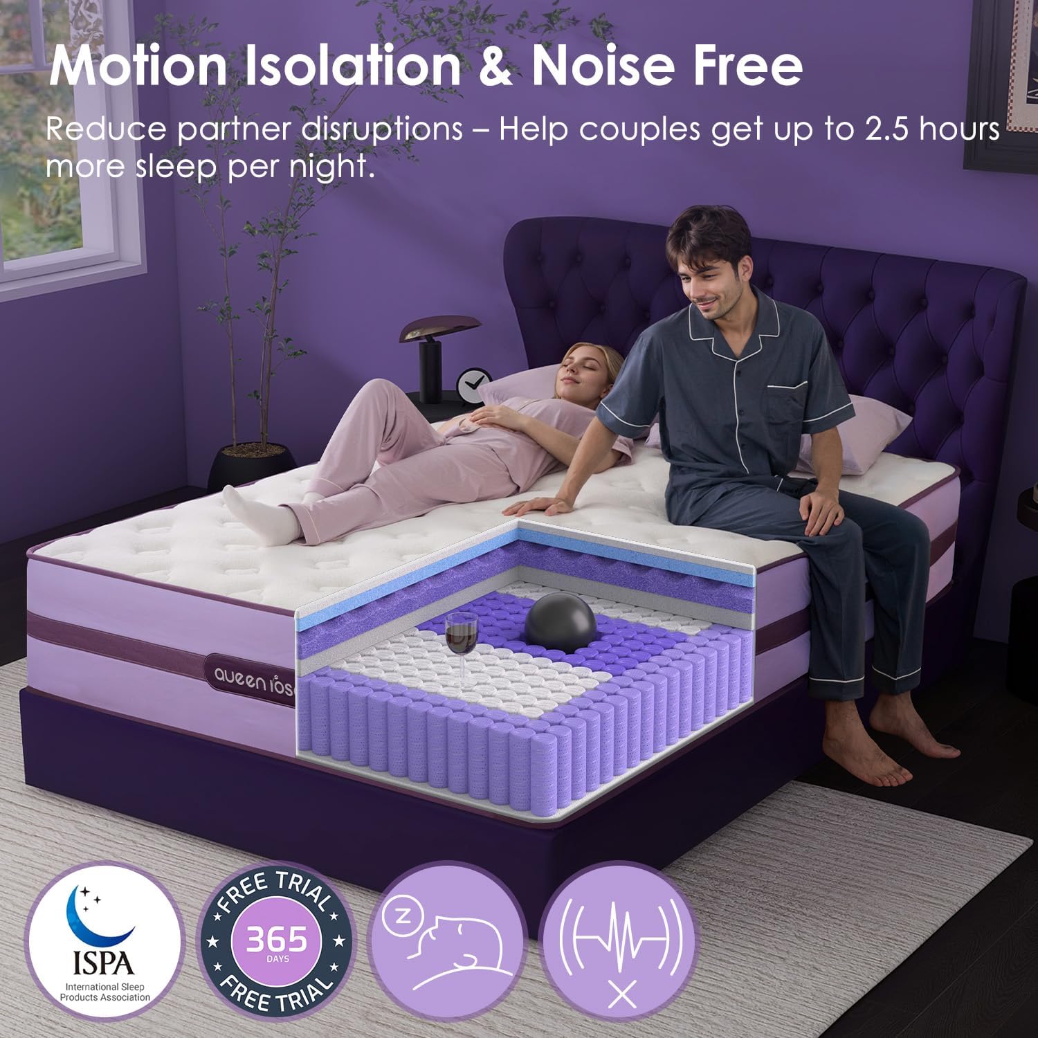 M0126-5 queen rose クイーンローズ ポケットコイル マットレス Queen Rose - Hybrid Mattress Cozy