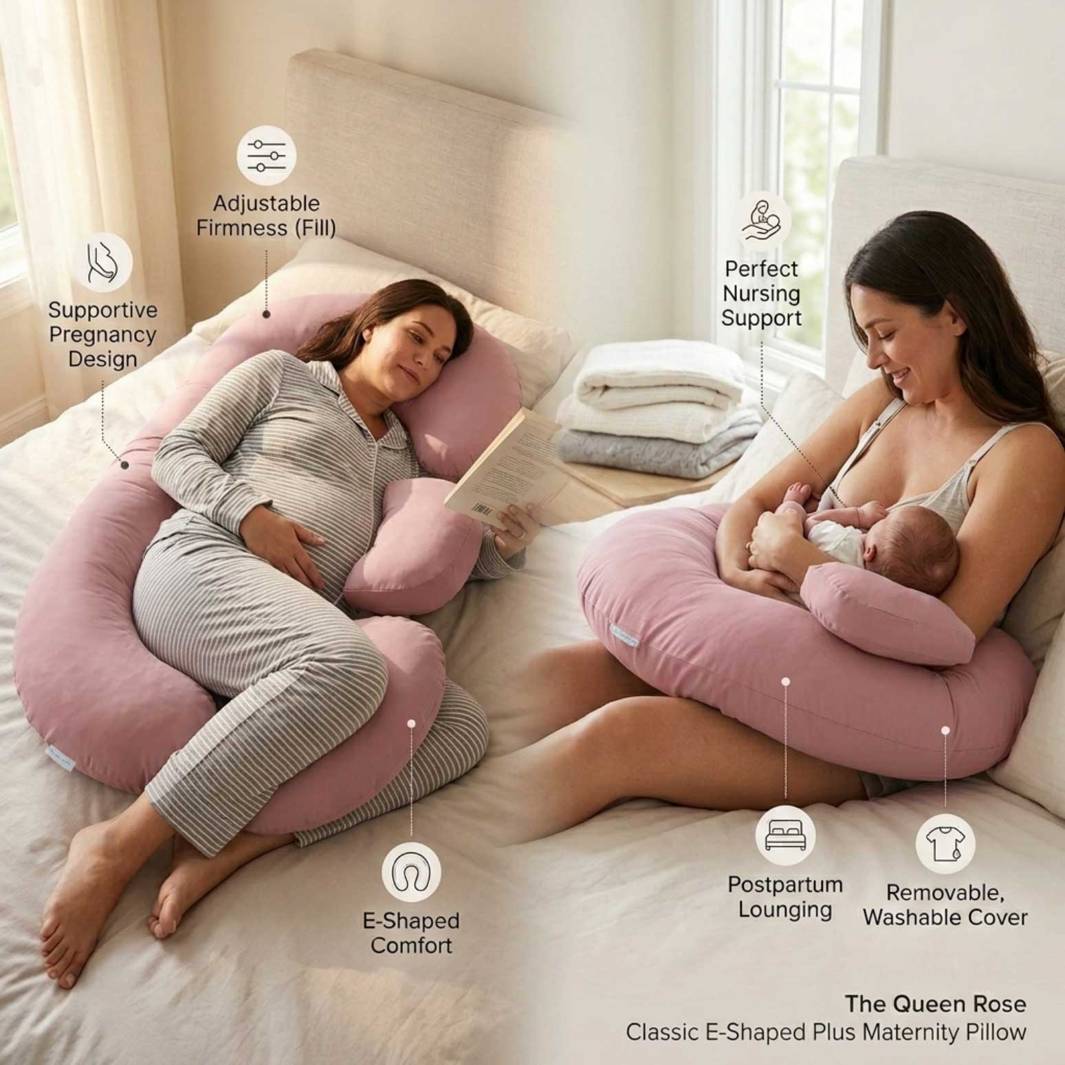 E-Shaped Side-Sleep Stability Pillow