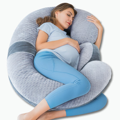 E-Shaped Pregnancy Pillow, Dot Velvet