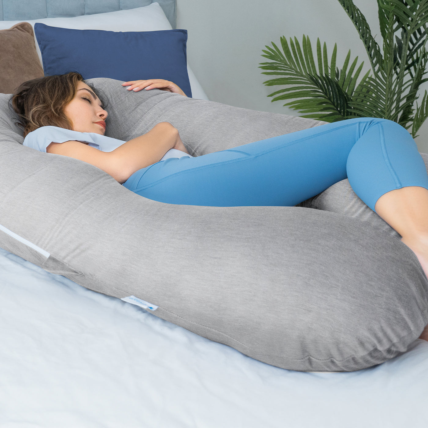 55" Clasical U-shaped Pregnancy Pillow (Cooling Silky Gray)