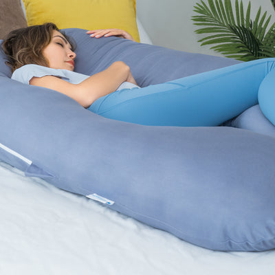 55" Clasical U-shaped Pregnancy Pillow (Cooling Silky Blue)