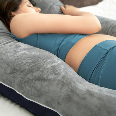 55" Classic U-shaped Pregnancy Pillow (Blue and Gray)