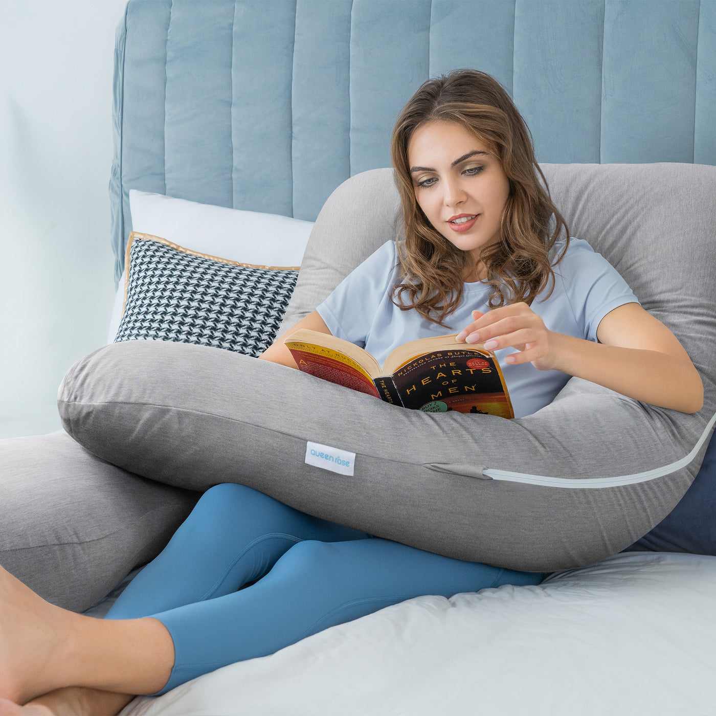 55" Clasical U-shaped Pregnancy Pillow (Cooling Silky Gray)